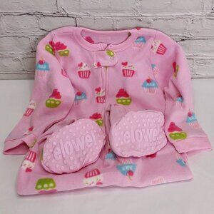 'ELOWEL' FLEECE CUPCAKE FOOTED PAJAMA SLEEPER